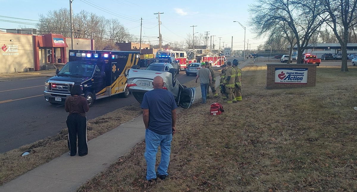 1 injured after car flips on sidewalk on Providence Road in Columbia