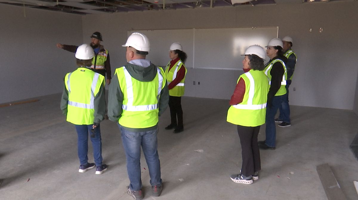 Guadalupe school officials tour soon-to-be-completed new junior high campus