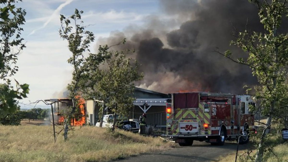 Fire crews help with house fire on Spanish Oak Lane in Templeton Tuesday evening