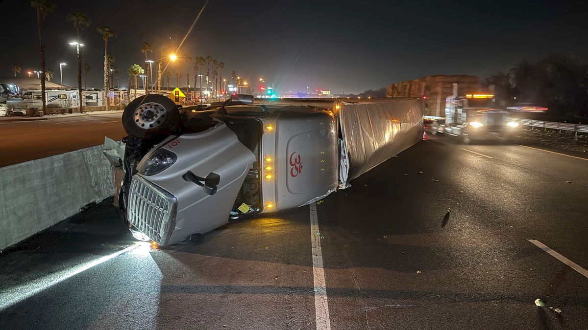All lanes open after big rig overturns on I-10
