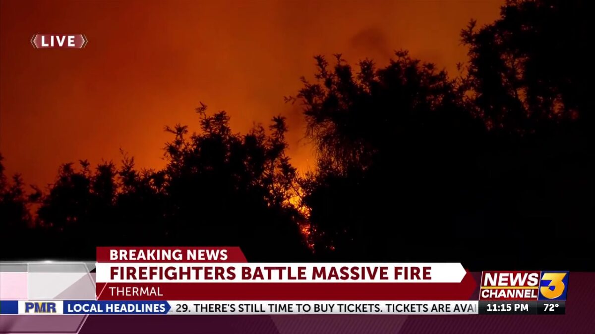 Firefighters mopping up after vegetation fire in Thermal blazes through 50 acres
