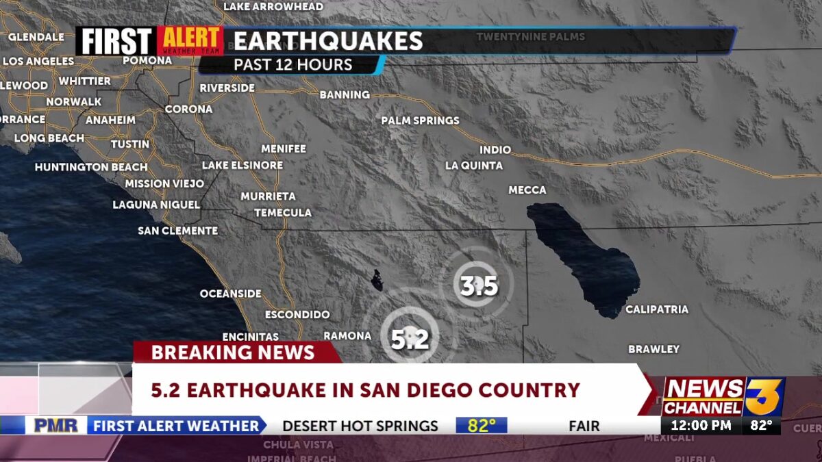Earthquake centered east of San Diego and felt across Southern California
