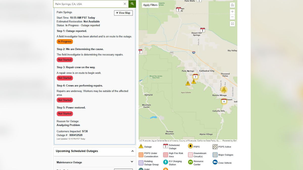 Power outage in Palm Springs impacts nearly 10