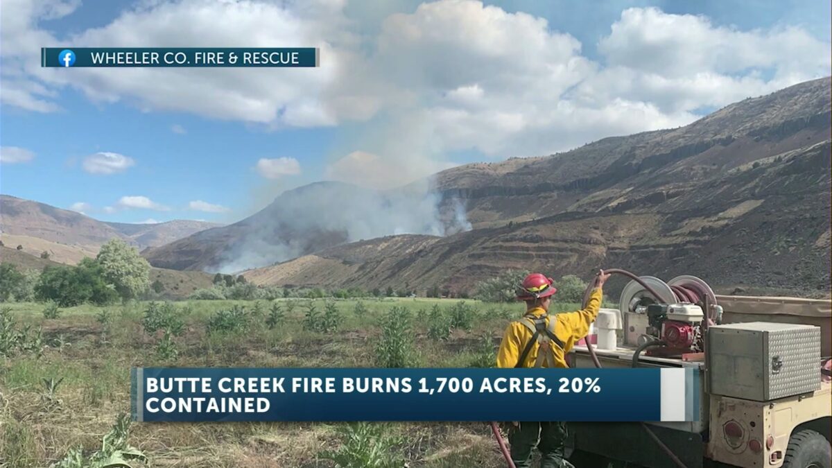 Crews tackle wildfire that has burned nearly 1