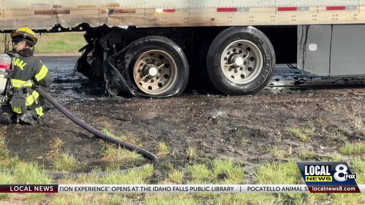 Semi-truck trailer catches fire near Exit 318
