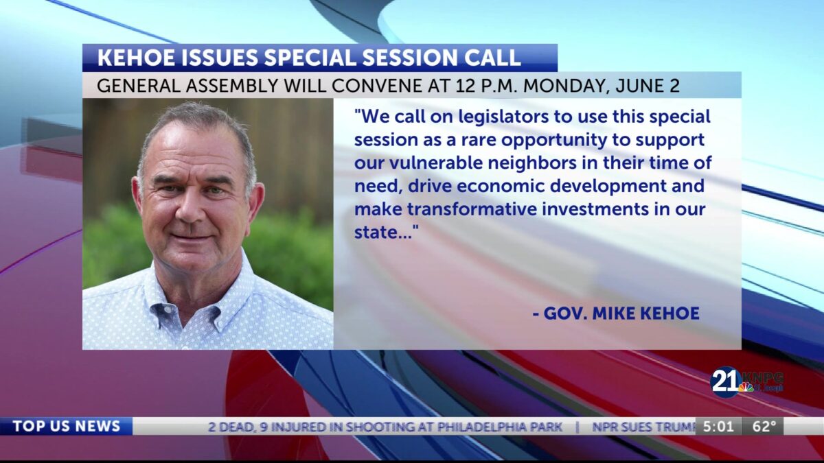 Governor Kehoe announces special session
