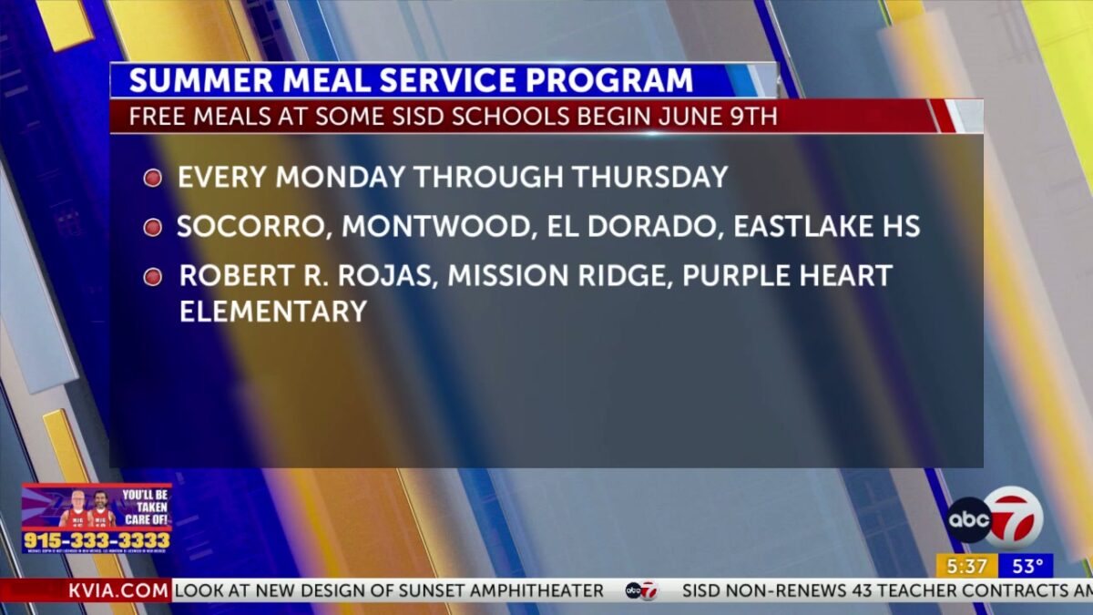Free meals at some SISD schools this summer