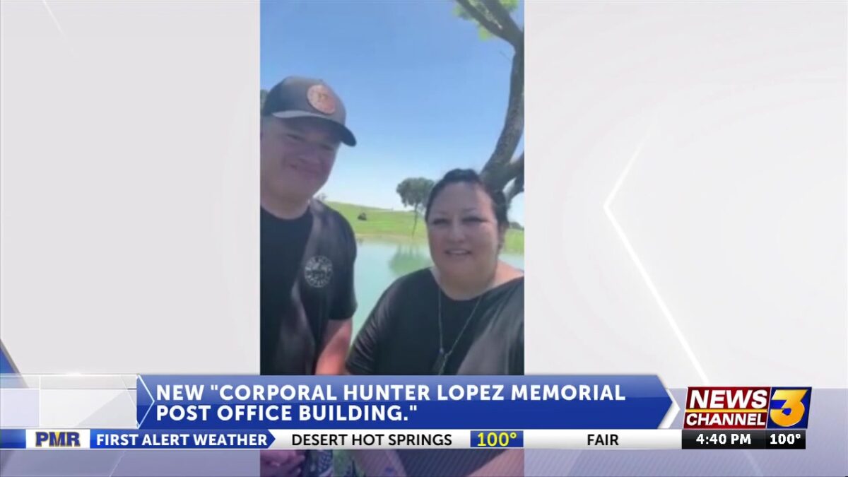 Parents of fallen Marine Corporal Hunter Lopez speak on post office dedication honoring their son