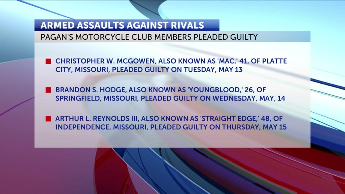 Three Pagan’s Motorcycle Club members pleaded guilty for armed assaults against rivals