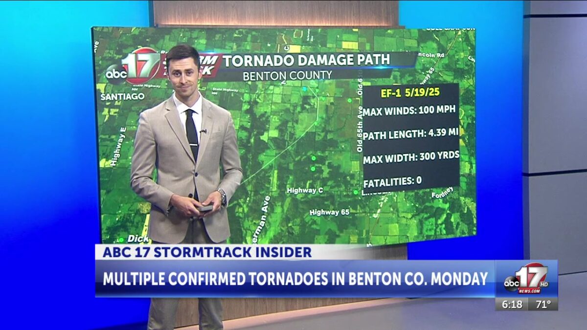 3 EF-1 tornadoes confirmed in Benton County on Monday night