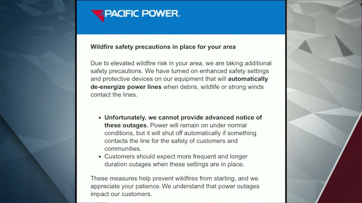 Central Oregon Pacific Power customers advised of wildfire ‘safety settings’ that could bring more