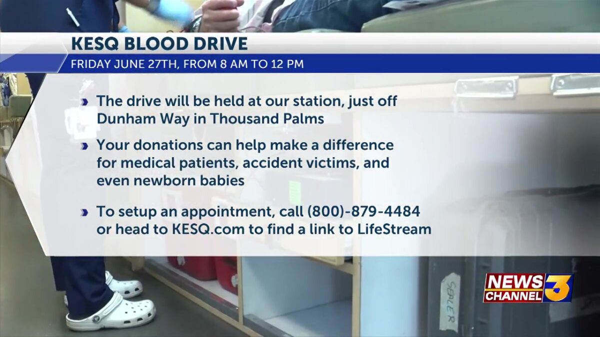 Help save lives by donating blood at the News Channel 3 blood drive on Friday