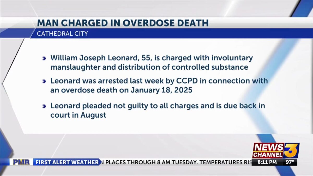 Palm Desert man charged in Cathedral City overdose death pleads not guilty
