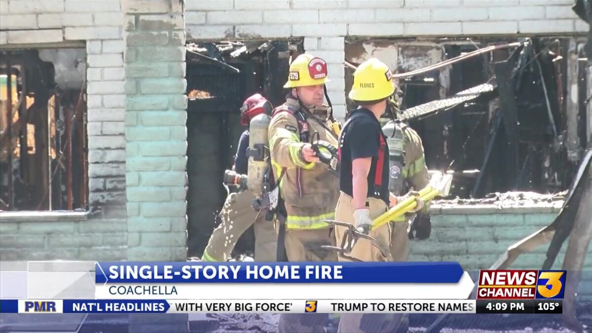 Fire damages single-story home in Coachella
