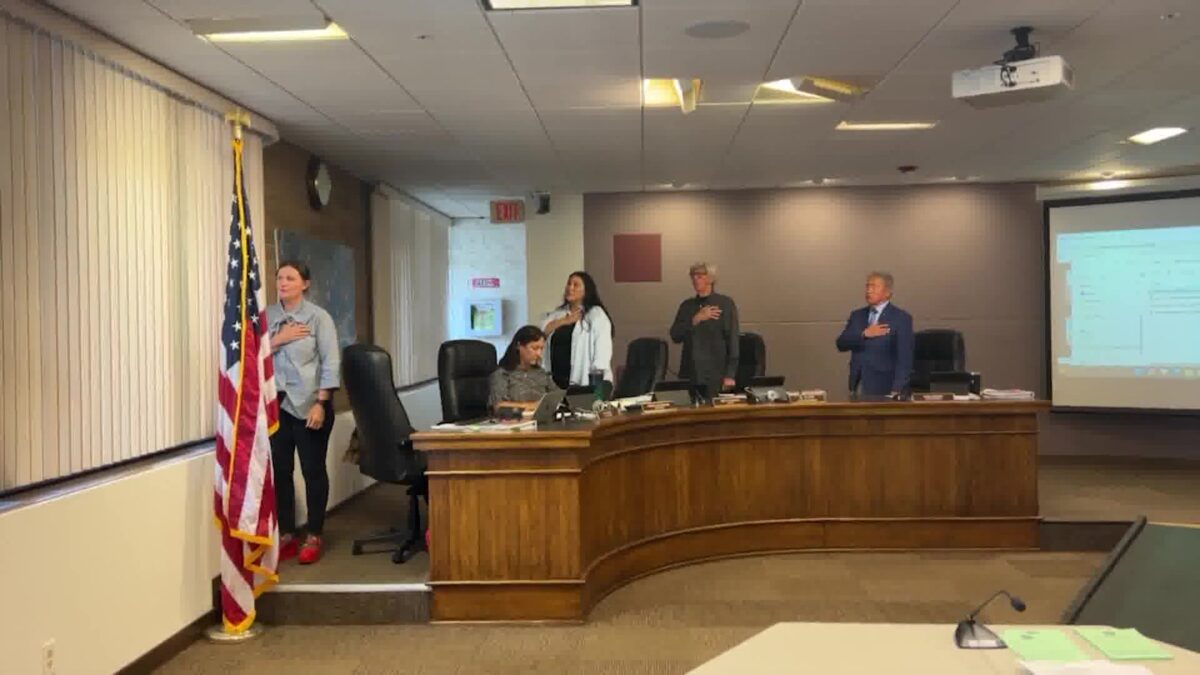 Carpinteria Vice Mayor sits during Pledge of Allegiance again