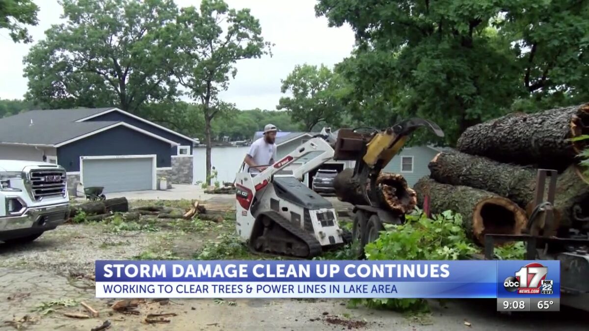 Winds from severe storms damage buildings