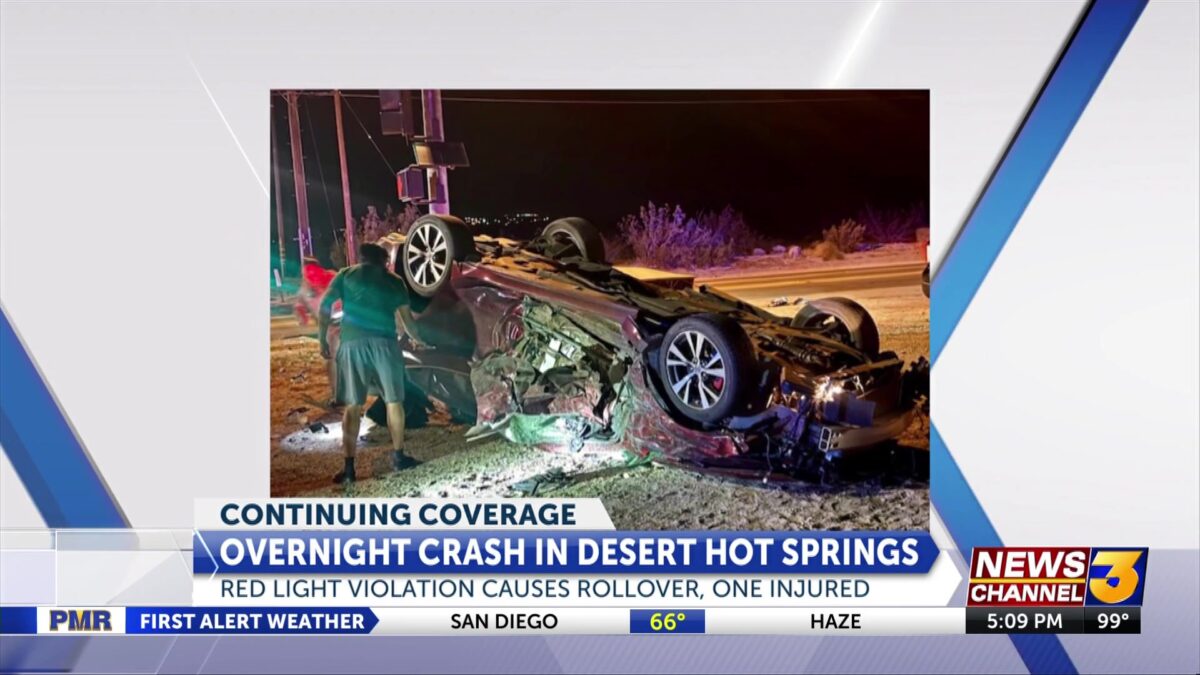 One hospitalized after overnight crash in Desert Hot Springs