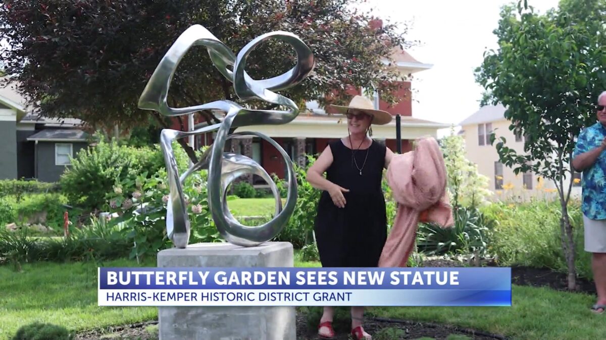 Residents celebrate new sculpture for Harris-Kemper Butterfly Garden
