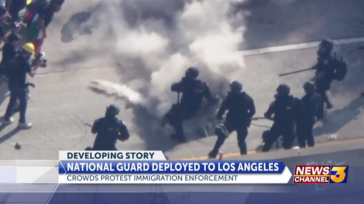 Anti-ICE protesters clash with police officers in chaotic confrontation in downtown LA