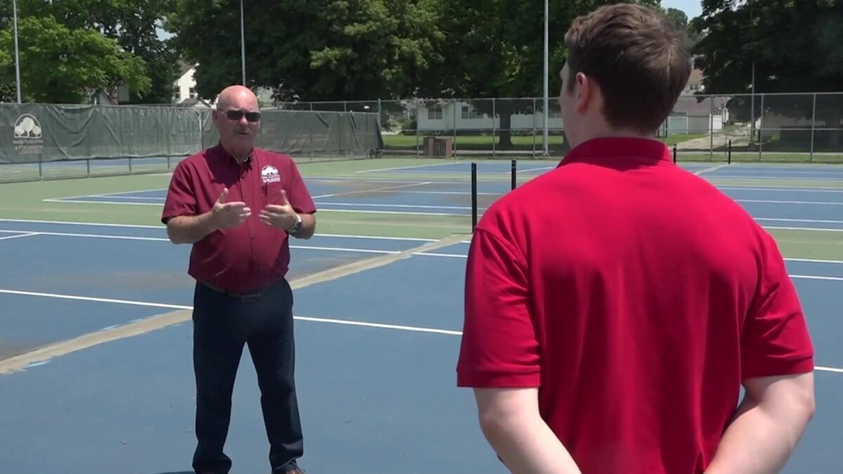 Noyes tennis courts resurfacing project underway