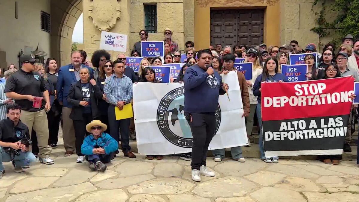 Hundreds Rally in Santa Barbara to Protest ICE Raids and Military Presence Amid Escalating Immigration Tensions