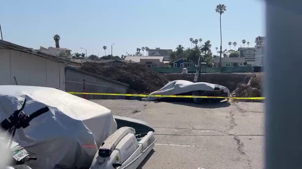 Construction mishap causes chunk of pavement to collapse in Ventura