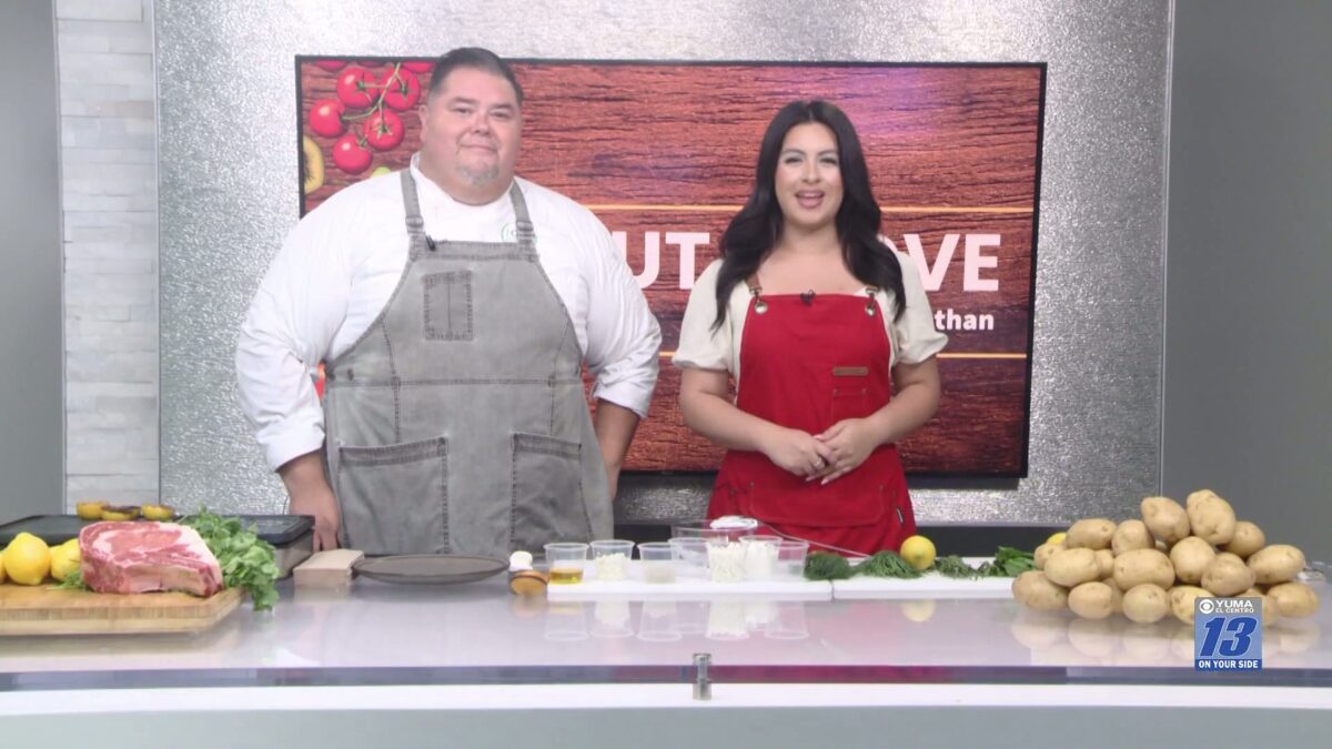 Chef Jonathan’s Crispy Smashed Yukon Gold Potatoes with Lemon Yogurt Aïoli & Herb Salad