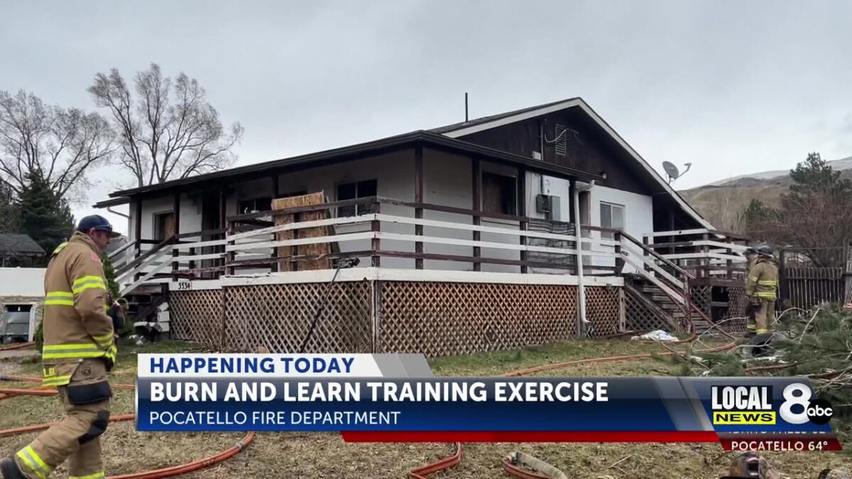 Live fire training underway for Pocatello firefighters on Hawthorne Road