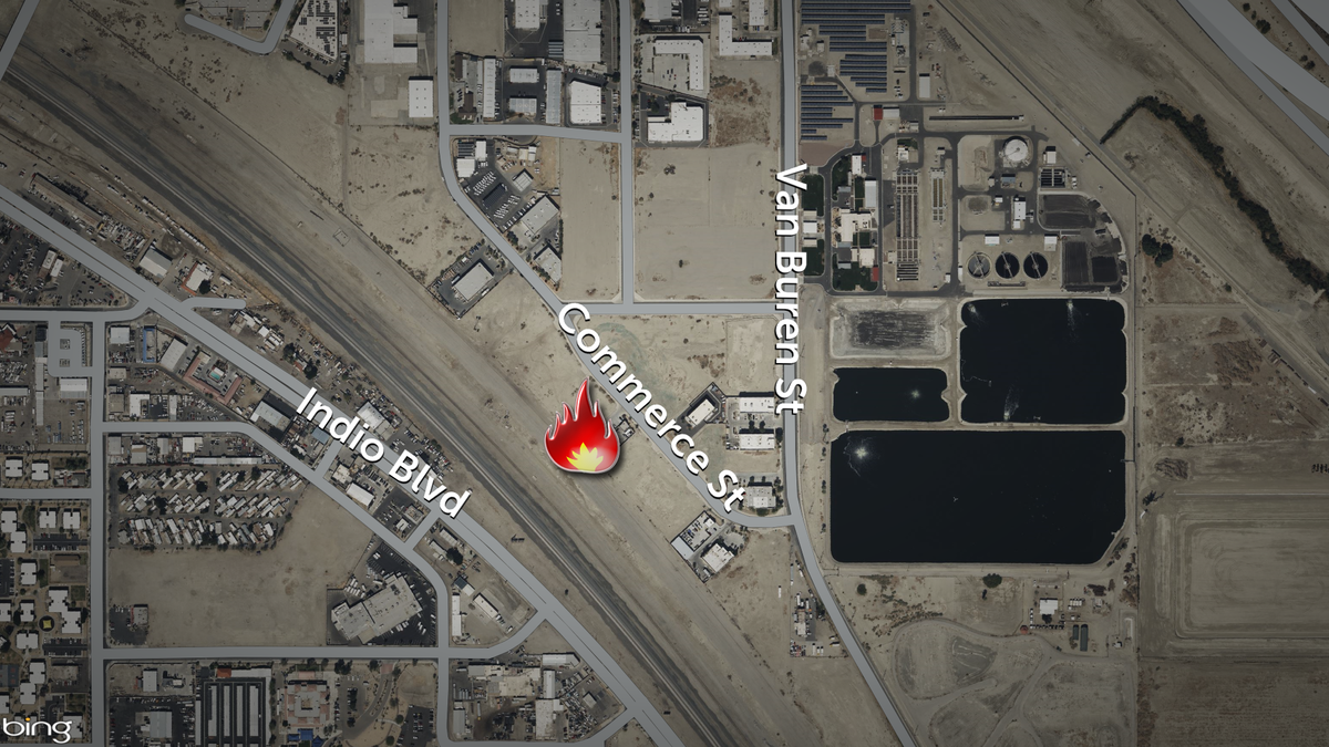 Police investigate a commercial fire in Indio