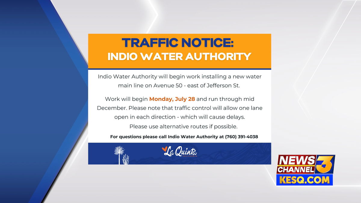 New water main line installation creates road closure in La Quinta