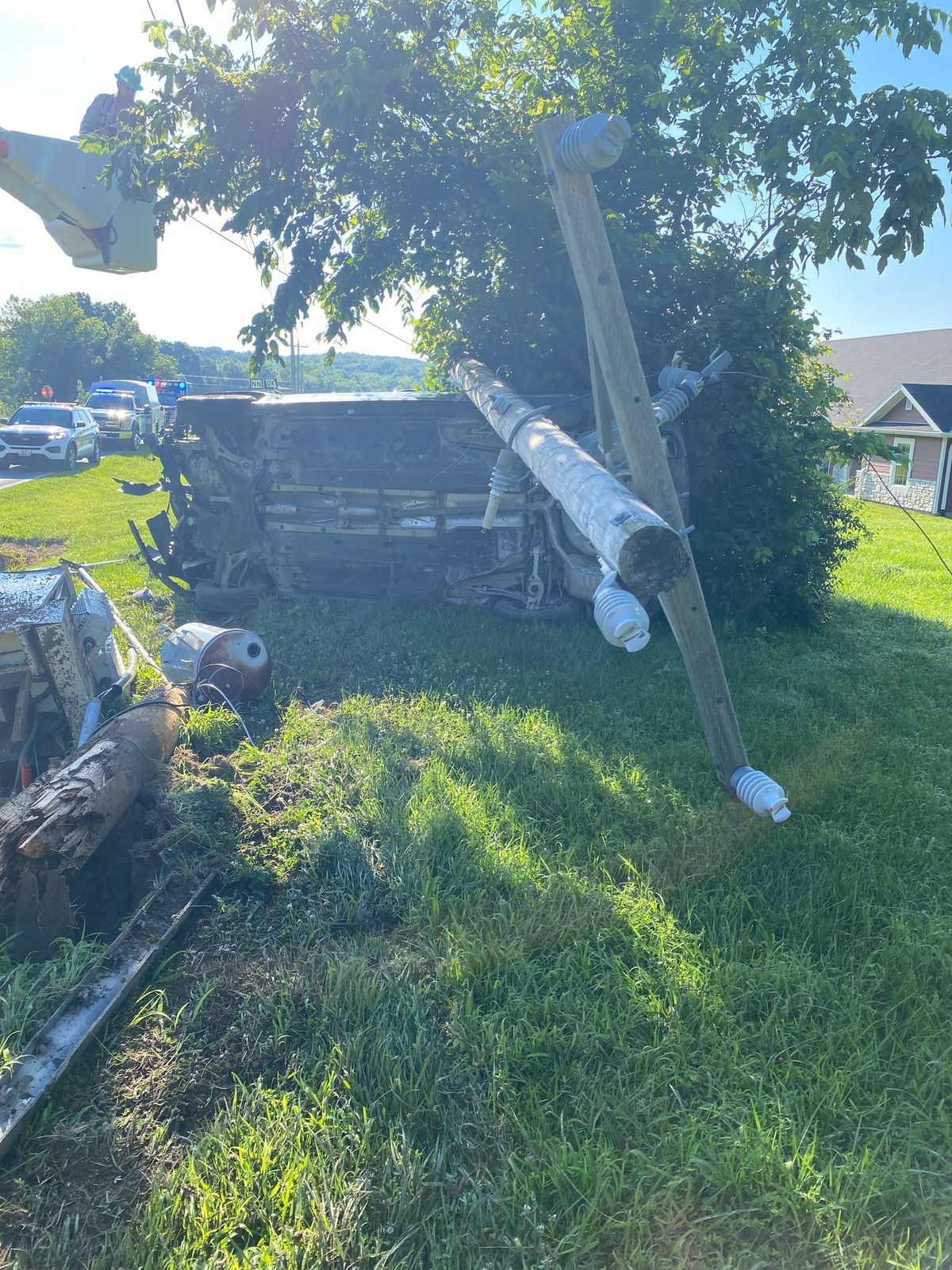 No one injured when power line falls on vehicle near Harrisburg