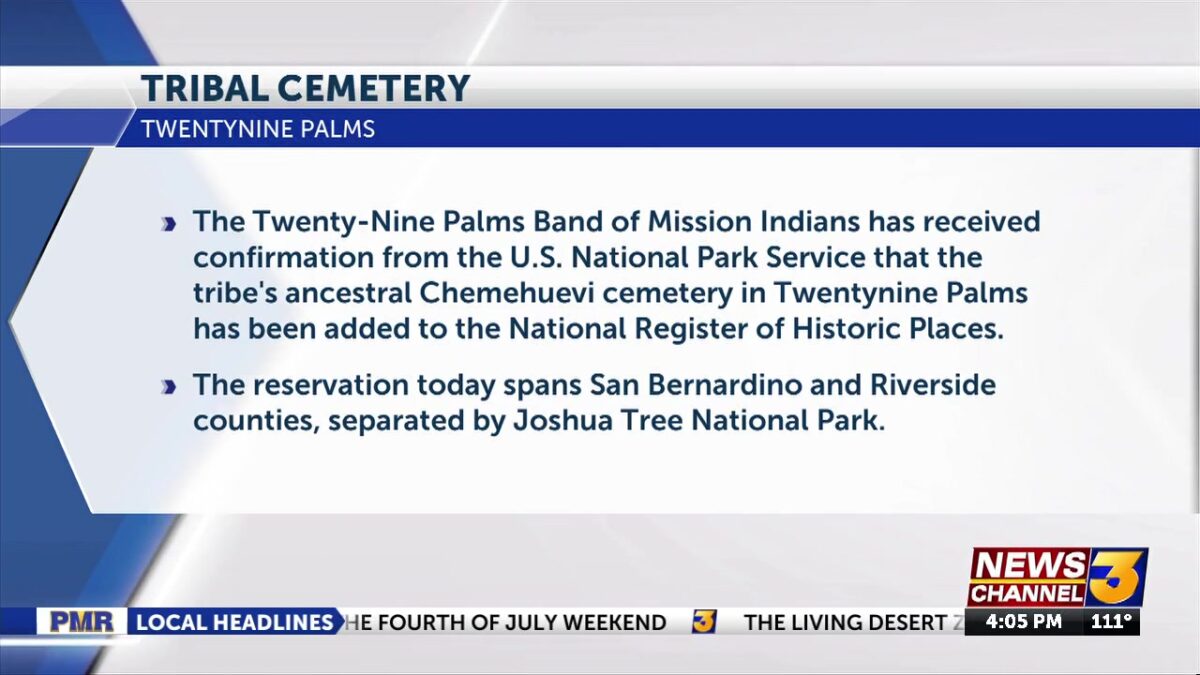 Tribal cemetery added to register of historic places