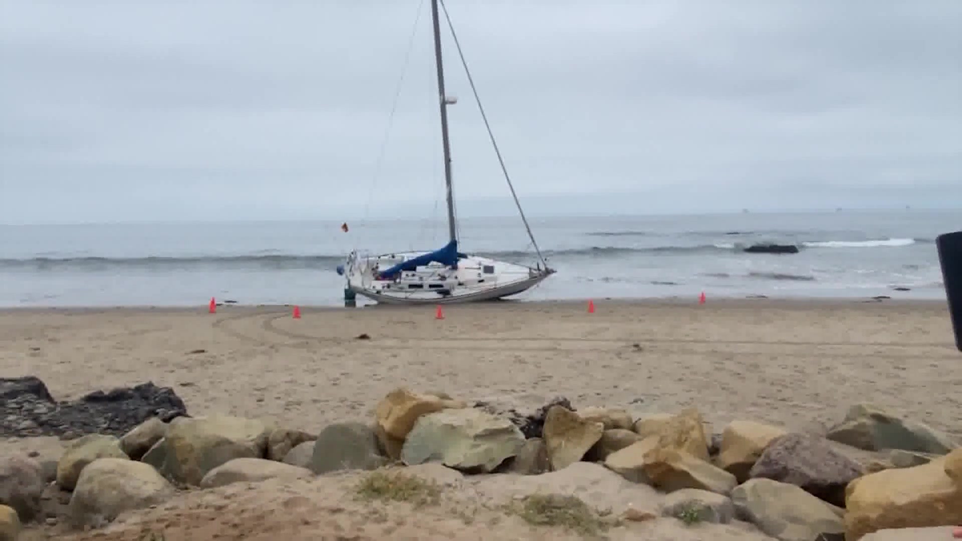 The U.S. Coast Guard Assists with a Chopper After a Boat Crash in Carpinteria Tuesday night
