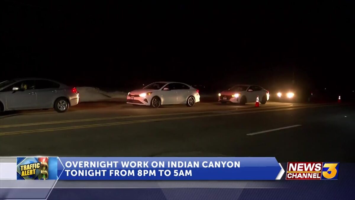 Traffic Alert: Overnight work on Indian Canyon tonight from 8PM to 5AM