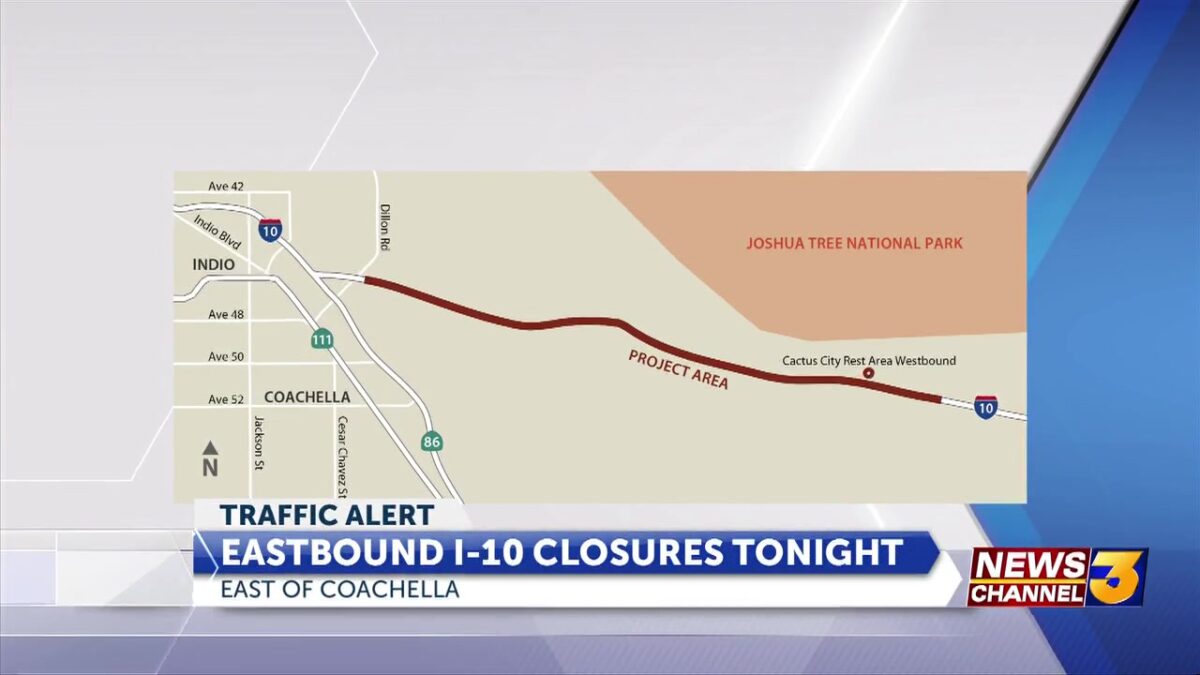 Eastbound I-10 lane closure set tonight east of Coachella for Desert Rehab Project