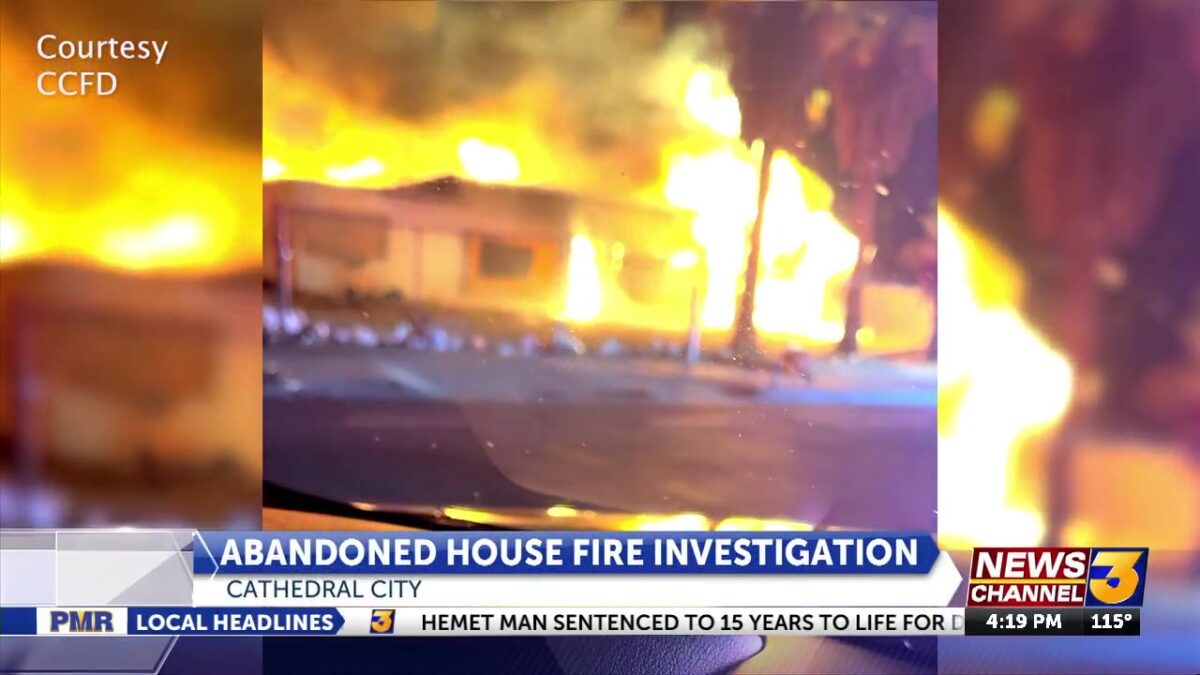 Abandoned structure burns down in Cathedral City