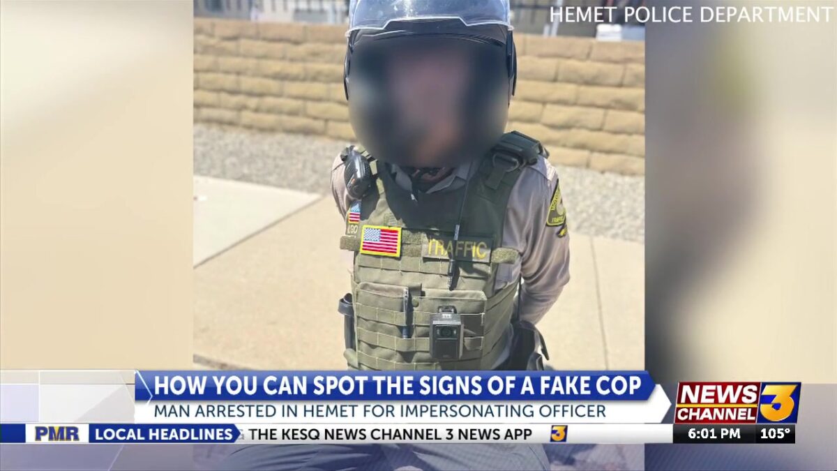 Man arrested in Hemet for impersonating a police officer
