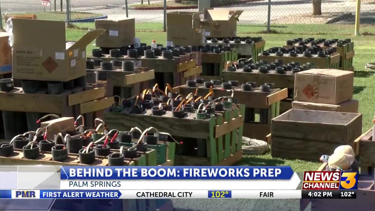 Pyro Spectaculars sets up over 600 fireworks shells in Sunrise Park ahead of “All American” event
