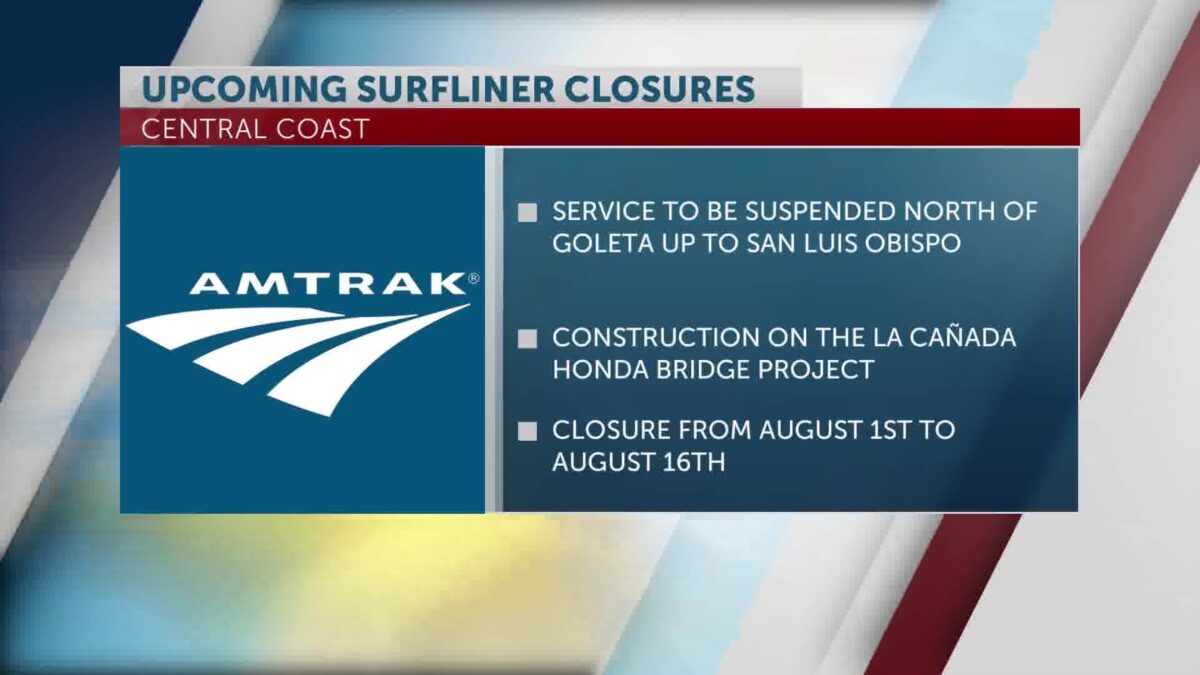 Amtrak Pacific Surfliner to Temporarily Suspend Train Service North of Goleta Station to San Luis Obispo