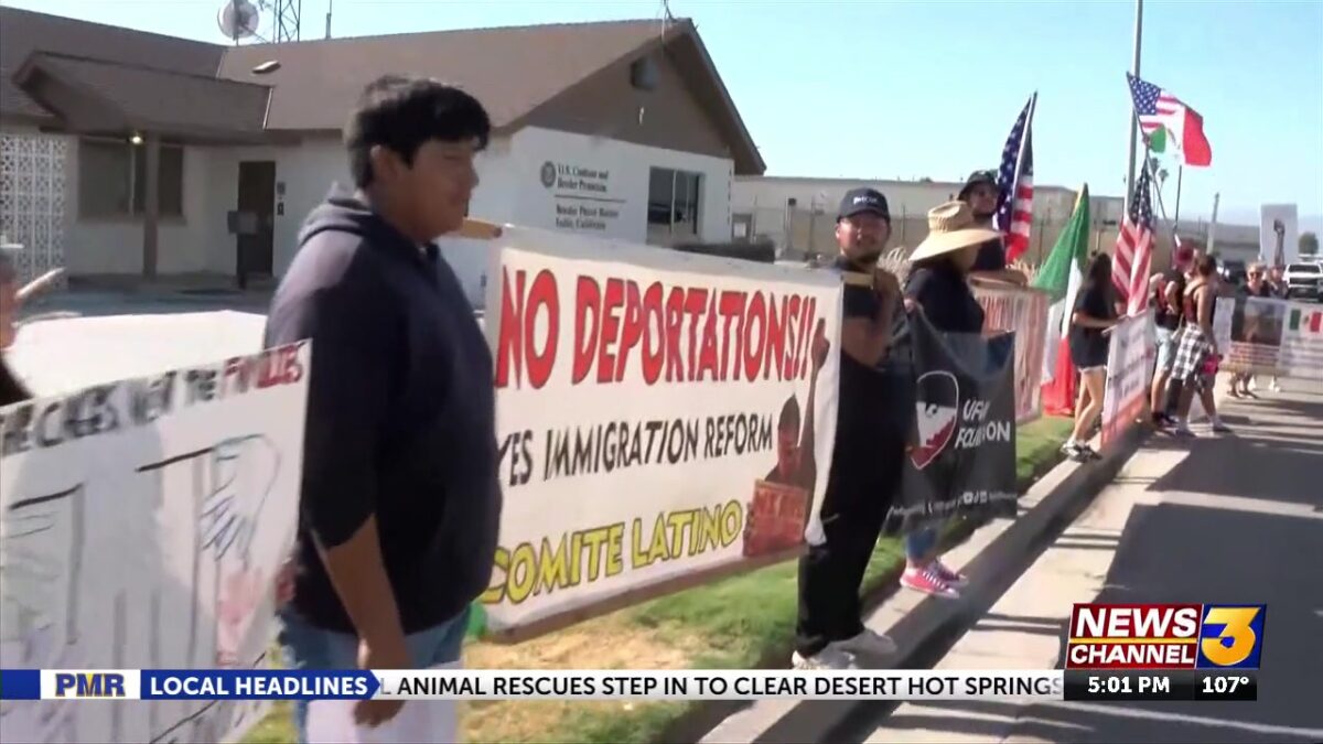 Dozens rally against immigration enforcement at Indio CBP office