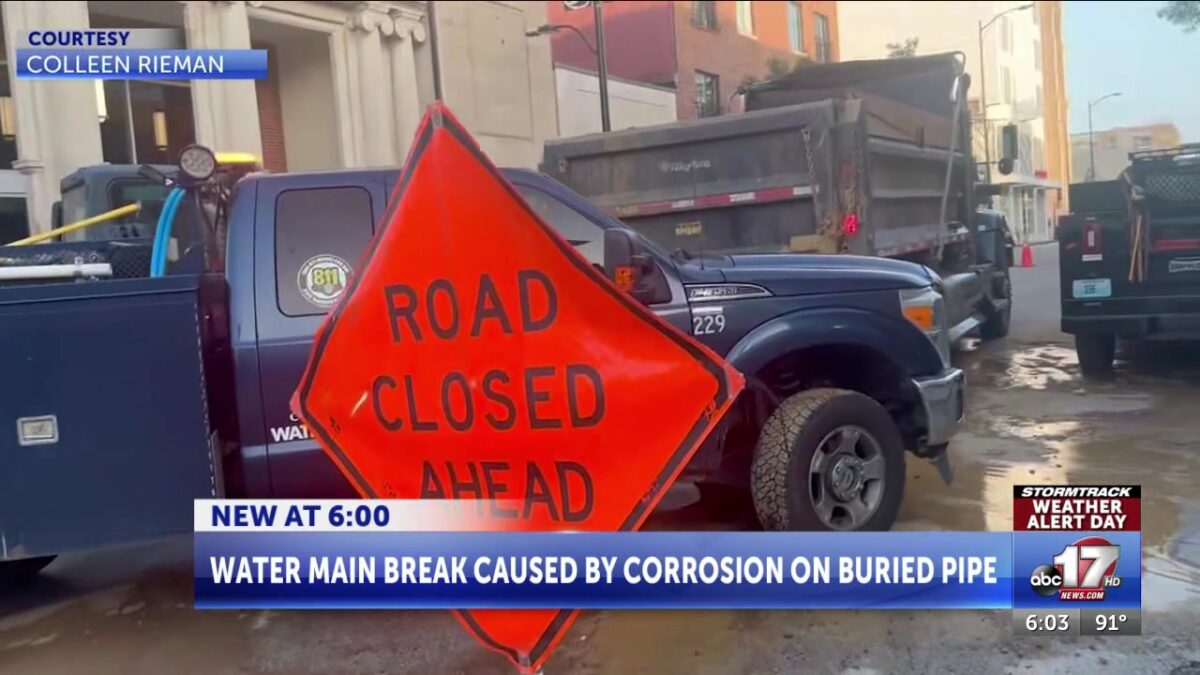 Downtown water main break caused by corrosion on nearly 75-year-old pipe
