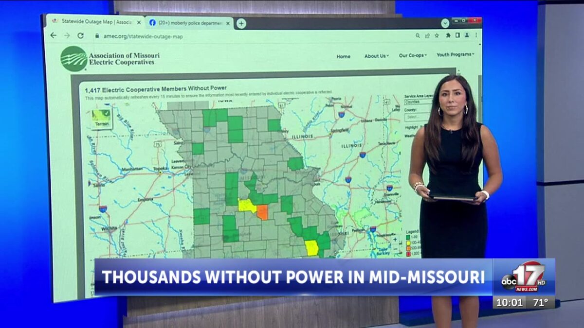 Widespread power outages leave thousands without power across Mid-Missouri Sunday