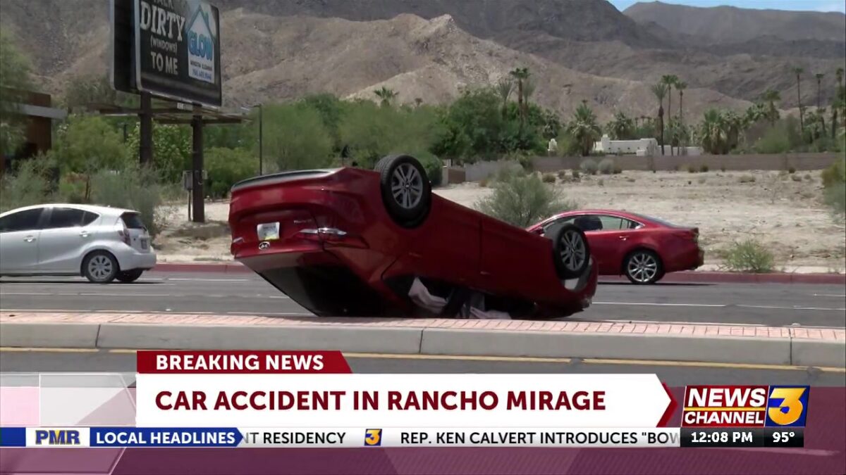 Two people injured after car flips onto roof in Rancho Mirage traffic collision