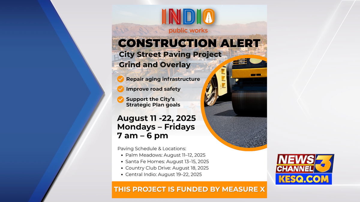 Indio prepares to begin Annual Pavement Management Project to improve city streets
