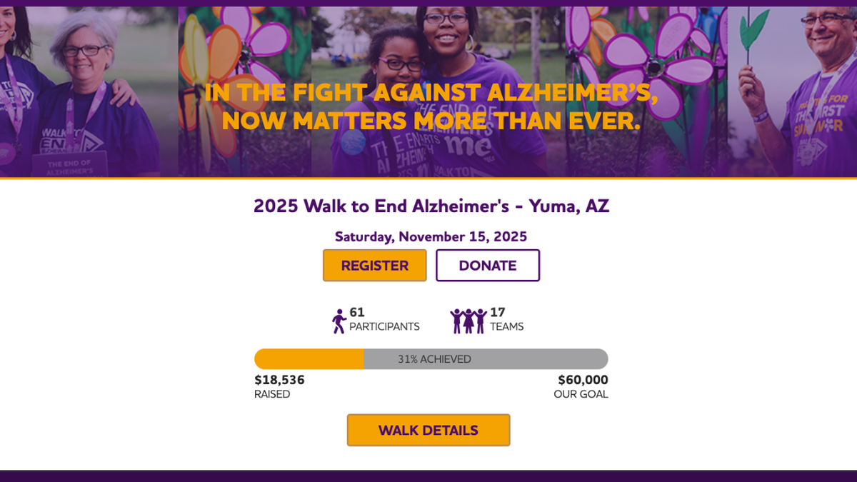 Walk to End Alzeheimer’s to be held in Yuma in November