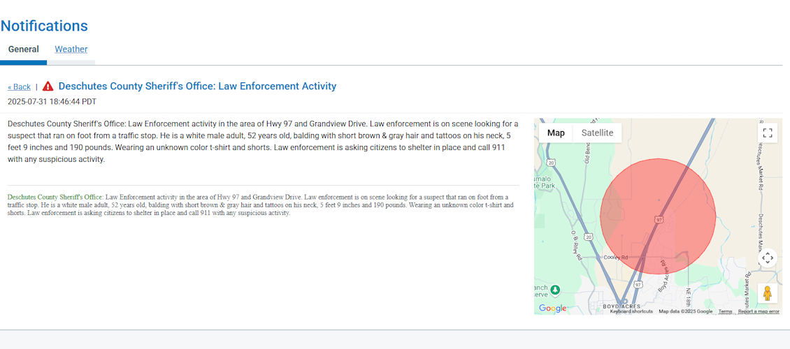 Residents on Bend’s north end advised to ‘shelter in place’ for a time after fugitive ran from a traffic stop