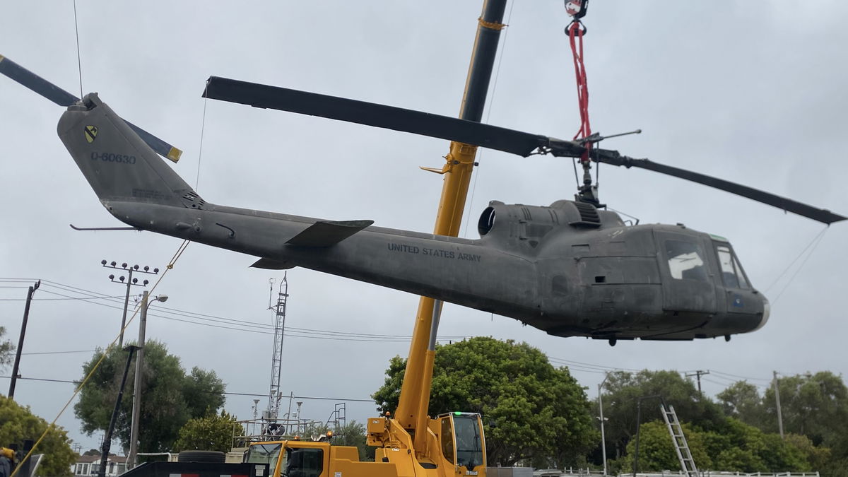 End of shift for the Vietnam Huey helicopter based in Santa Barbara