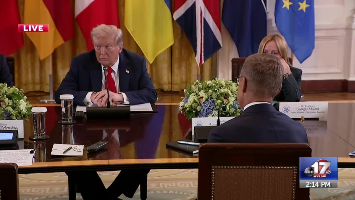 WATCH: Trump and Zelensky meet with European leaders at the White House