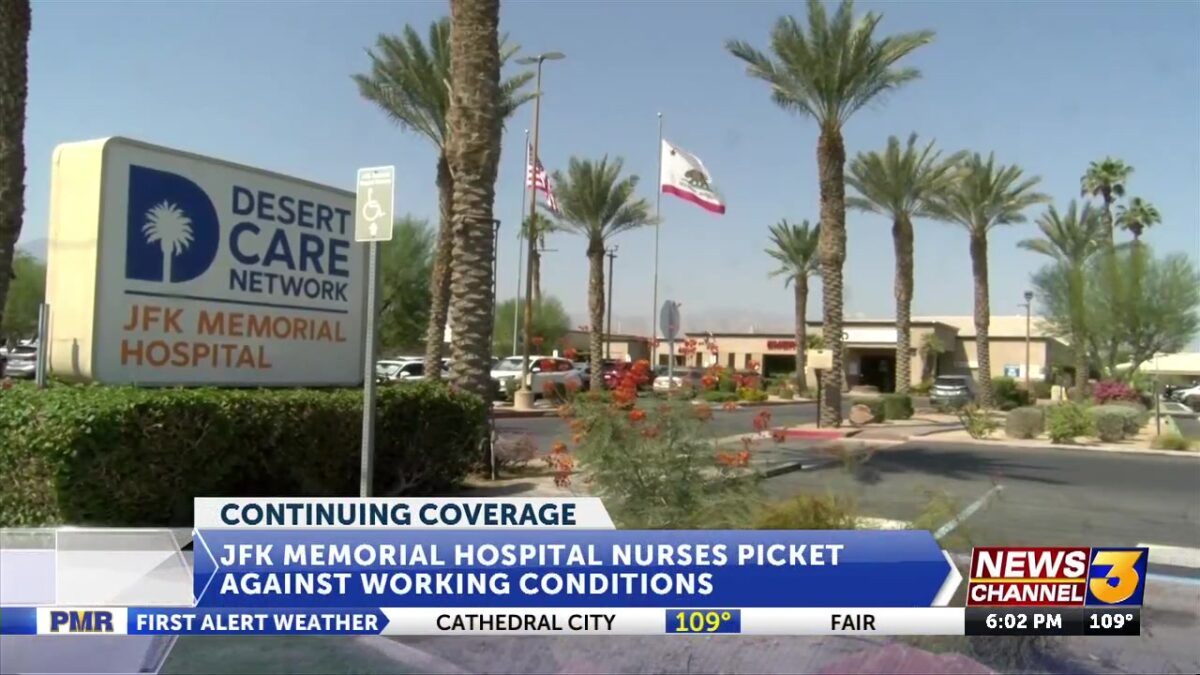 Nurses picket at JFK Memorial Hospital against staffing