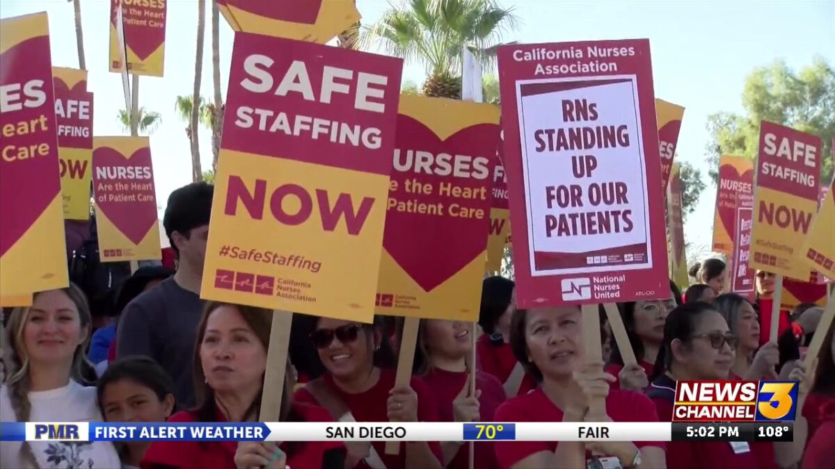 Desert Regional Medical Center Tenet nurses picket for increased staffing